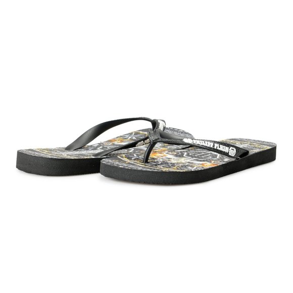 Philipp Plein Black/Multi Rubber Logo Print Flip Flops Shoes main image 6